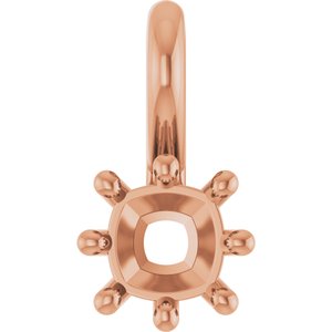 14K Rose Gold 4 mm Cushion Charm/Pendant Mounting – image 2