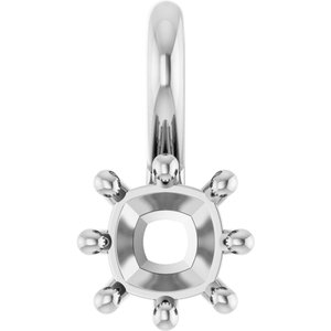 14K White Gold 4 mm Cushion Charm/Pendant Mounting – image 2