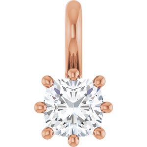 10K Rose Gold 4 mm Cushion Charm/Pendant Mounting