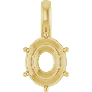 18K Yellow Gold 12x10 mm Oval Charm/Pendant Mounting – image 2