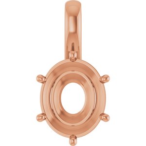 14K Rose Gold 12x10 mm Oval Charm/Pendant Mounting – image 2
