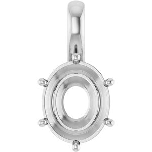 18K White Gold 12x10 mm Oval Charm/Pendant Mounting – image 2