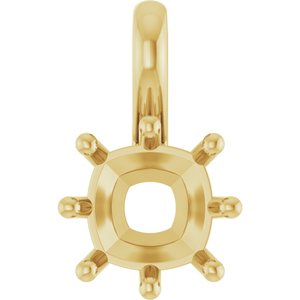18K Yellow Gold 7 mm Cushion Charm/Pendant Mounting – image 2