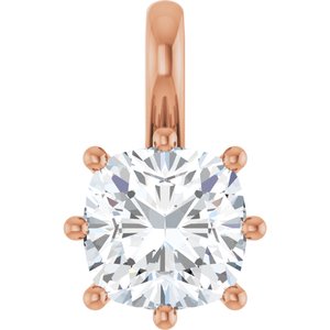 14K Rose Gold 7 mm Cushion Charm/Pendant Mounting