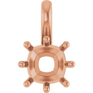 14K Rose Gold 7 mm Cushion Charm/Pendant Mounting – image 2