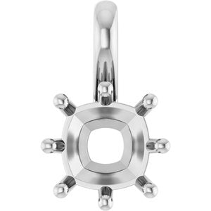 18K White Gold 7 mm Cushion Charm/Pendant Mounting – image 2