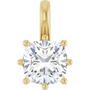 18K Yellow Gold 7 mm Cushion Charm/Pendant Mounting