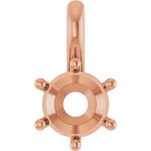 18K Rose Gold 6.5 mm Round Charm/Pendant Mounting – image 2