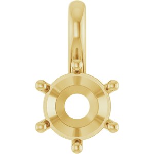 14K Yellow Gold 6.5 mm Round Charm/Pendant Mounting – image 2