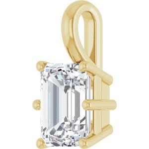 18K Yellow Gold 8x6 mm Emerald Charm/Pendant Mounting – image 3