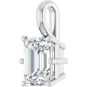 14K White Gold 8x6 mm Emerald Charm/Pendant Mounting – image 3
