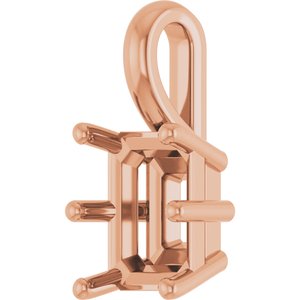 10K Rose Gold 8x6 mm Emerald Charm/Pendant Mounting – image 4