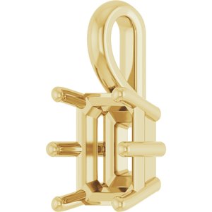 18K Yellow Gold 8x6 mm Emerald Charm/Pendant Mounting – image 4