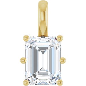 18K Yellow Gold 8x6 mm Emerald Charm/Pendant Mounting