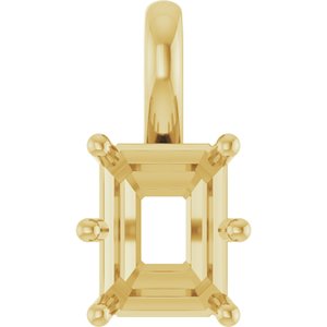 18K Yellow Gold 8x6 mm Emerald Charm/Pendant Mounting – image 2