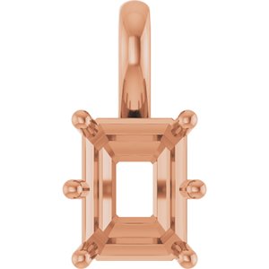 10K Rose Gold 8x6 mm Emerald Charm/Pendant Mounting – image 2