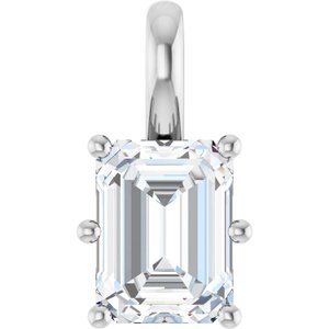 18K White Gold 8x6 mm Emerald Charm/Pendant Mounting