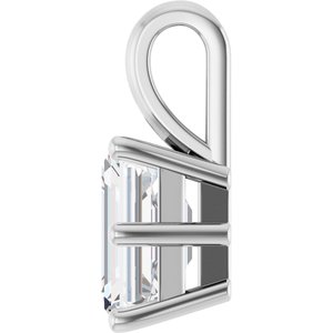 18K White Gold 8x6 mm Emerald Charm/Pendant Mounting – image 5