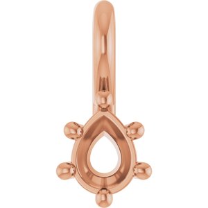 18K Rose Gold 4x3 mm Pear Charm/Pendant Mounting – image 2