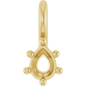 14K Yellow Gold 4x3 mm Pear Charm/Pendant Mounting – image 2