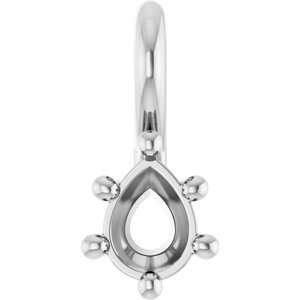 18K White Gold 4x3 mm Pear Charm/Pendant Mounting – image 2