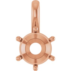 18K Rose Gold 7.4 mm Round Charm/Pendant Mounting – image 2