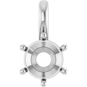 14K White Gold 7.4 mm Round Charm/Pendant Mounting – image 2