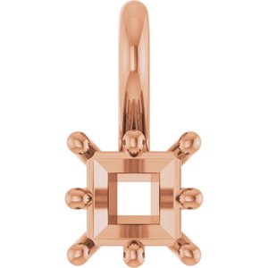 18K Rose Gold 3.5 mm Square Charm/Pendant Mounting – image 2
