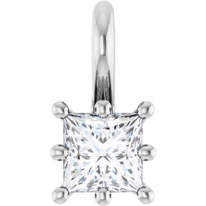 14K X1 White Gold 3.5 mm Square Charm/Pendant Mounting