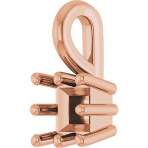 10K Rose Gold 3.5 mm Square Charm/Pendant Mounting – image 4