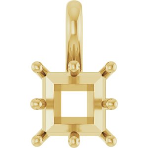 14K Yellow Gold 6 mm Square Charm/Pendant Mounting – image 2