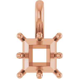 18K Rose Gold 6 mm Square Charm/Pendant Mounting – image 2