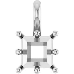 18K White Gold 6 mm Square Charm/Pendant Mounting – image 2