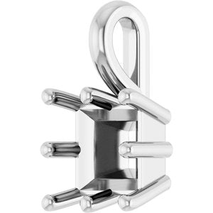 10K White Gold 6 mm Square Charm/Pendant Mounting – image 4