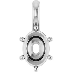 18K White Gold 8x6 mm Oval Charm/Pendant Mounting – image 2