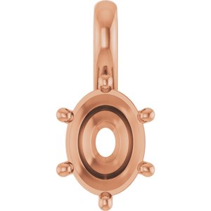 18K Rose Gold 8x6 mm Oval Charm/Pendant Mounting – image 2