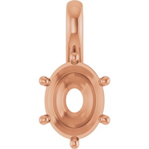 18K Rose Gold 9x7 mm Oval Charm/Pendant Mounting – image 2