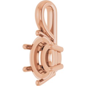 18K Rose Gold 9x7 mm Oval Charm/Pendant Mounting – image 4