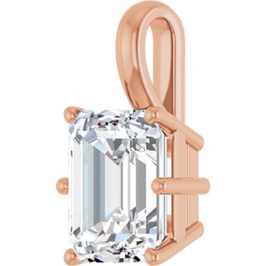 10K Rose Gold 10x8 mm Emerald Charm/Pendant Mounting – image 3
