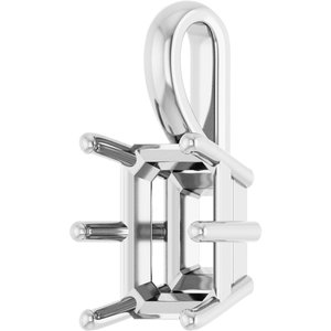 Continuum Sterling Silver 10x8 mm Emerald Charm/Pendant Mounting – image 4