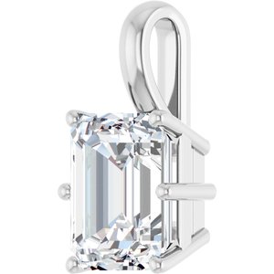 Platinum 10x8 mm Emerald Charm/Pendant Mounting – image 3