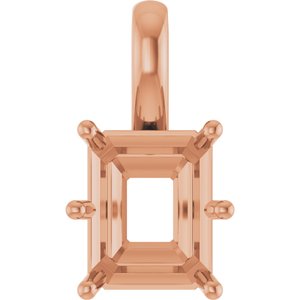 10K Rose Gold 10x8 mm Emerald Charm/Pendant Mounting – image 2
