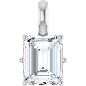 Platinum 10x8 mm Emerald Charm/Pendant Mounting