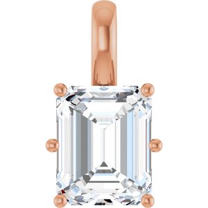 14K Rose Gold 10x8 mm Emerald Charm/Pendant Mounting