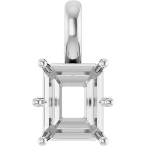 Sterling Silver 10x8 mm Emerald Charm/Pendant Mounting – image 2
