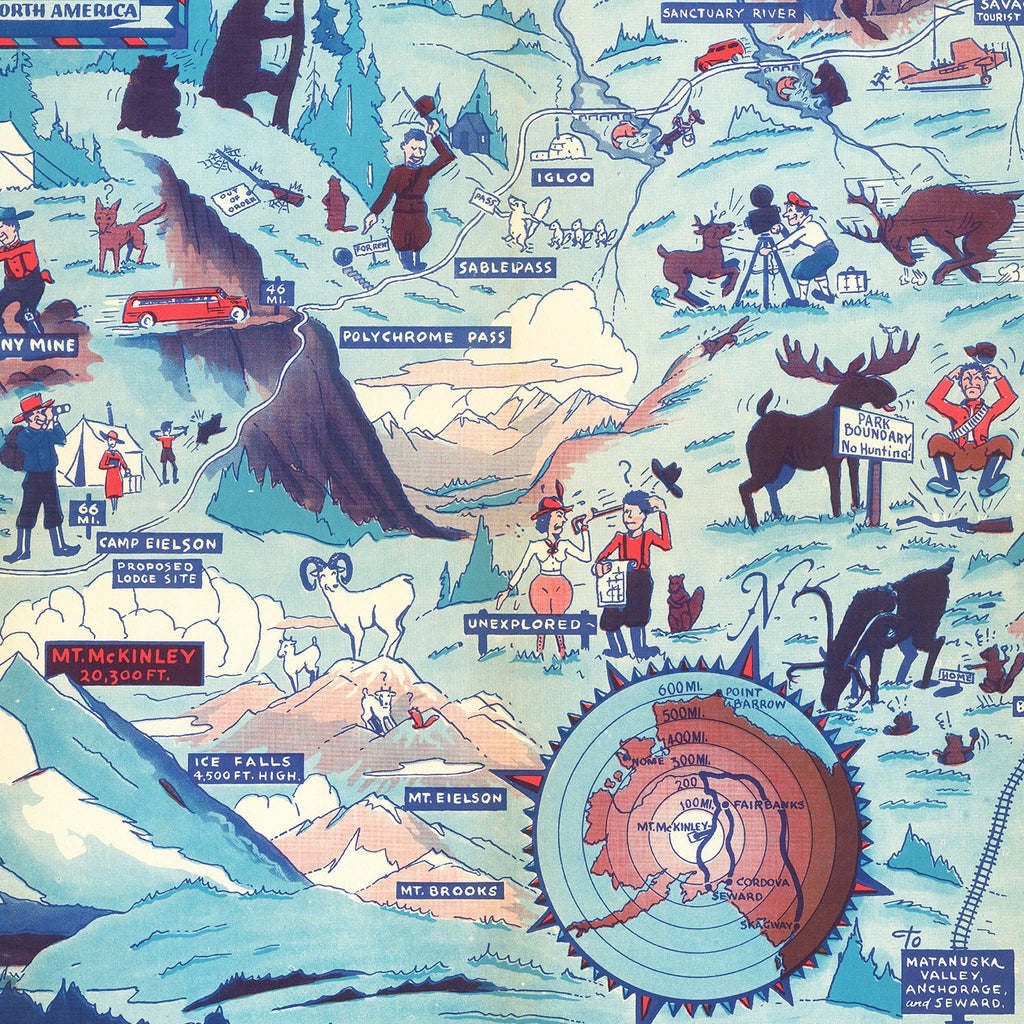Vintage Map of Mt. McKinley National Park 1937