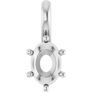 10K White Gold 7x5 mm Oval Charm/Pendant Mounting – image 2