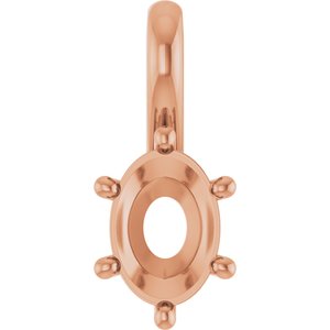 14K Rose Gold 7x5 mm Oval Charm/Pendant Mounting – image 2