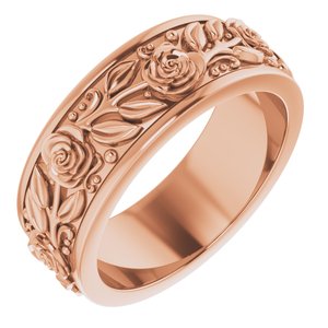 14K Rose Gold 7 mm Floral Flat Band Size 7