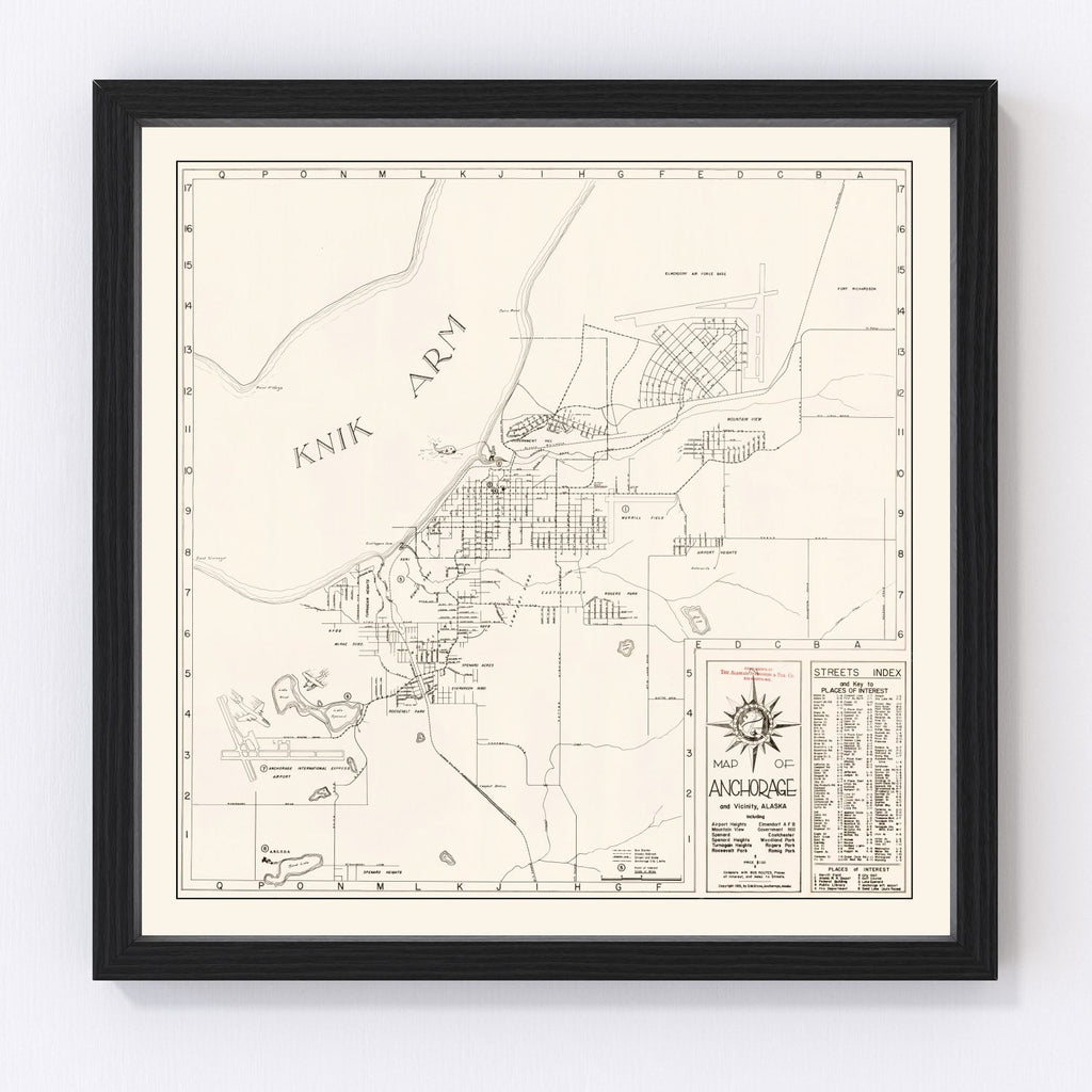 Vintage Map of Anchorage, Alaska 1951
